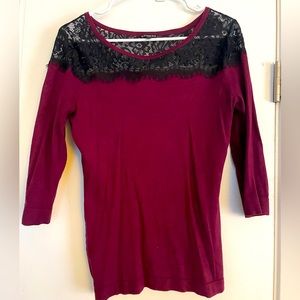 Express Maroon and Lace lightweight sweater